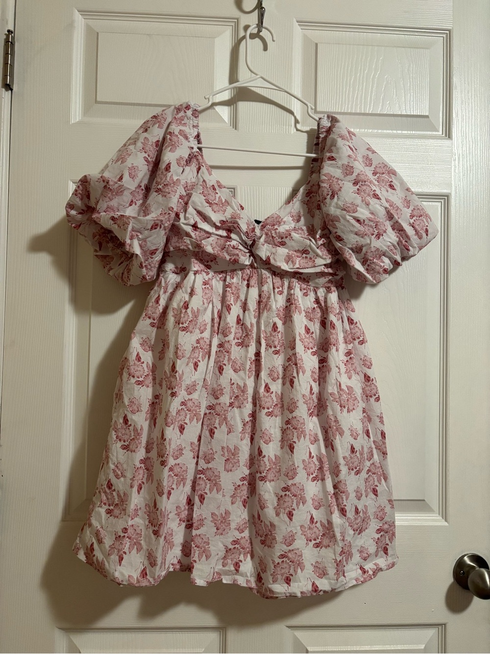 Girls Pink Floral Puff-Sleeve Dress